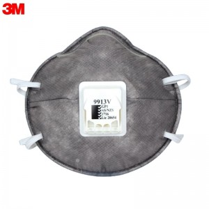 3M 9913V 防颗粒物口罩 （头带式、活性炭、减除有机蒸气异味、呼气阀、中国KN90认证、澳大利亚、新西兰标准AS/NZS1716:2012 GP1认证）