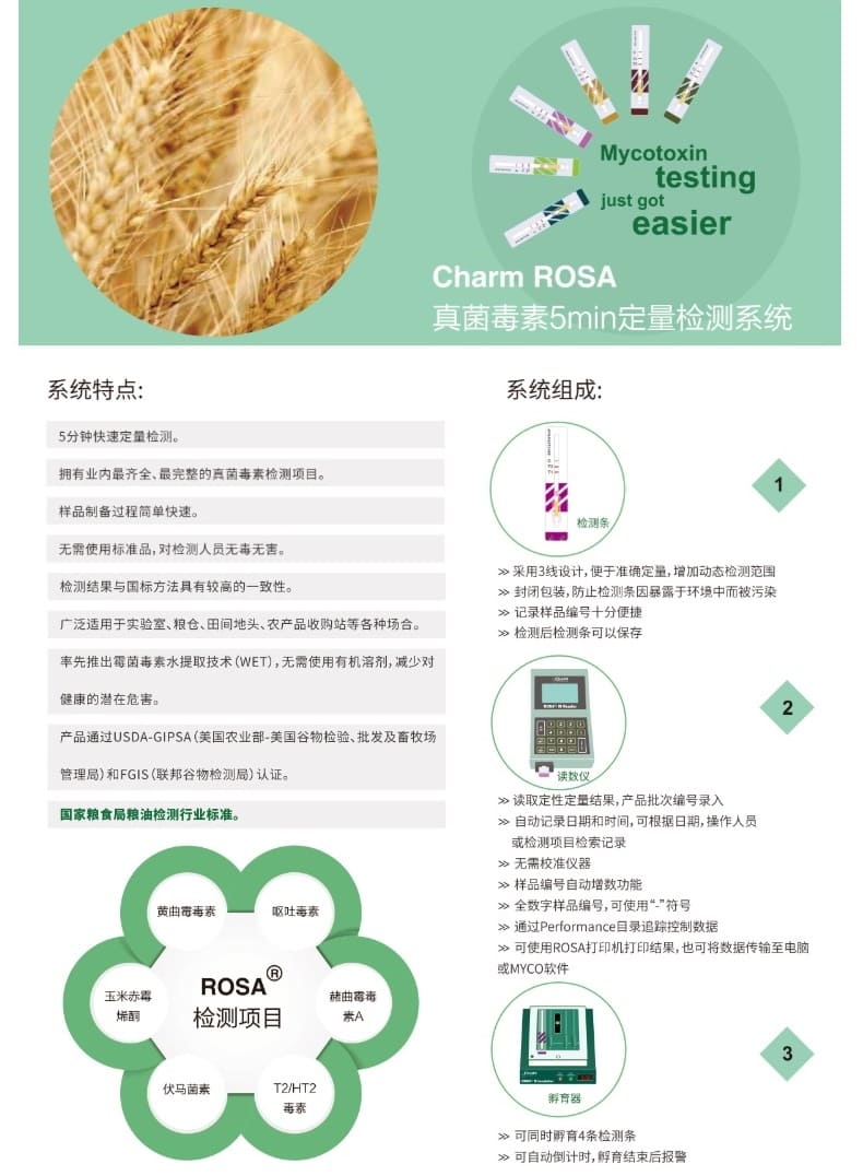 Charm ROSA-M Reader 真菌毒素检测仪 (黄曲霉毒素、伏马毒素、玉米赤霉烯酮、呕吐毒素、赭曲霉毒素A、T2/HT2毒素；适用于 ...